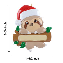 Load image into Gallery viewer, Personalized Christmas Gift Ornament Sloth Family 1