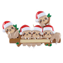 Load image into Gallery viewer, Personalized Christmas Gift Ornament Sloth Family 5