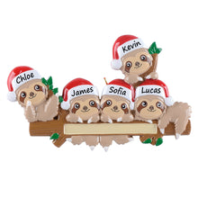 Load image into Gallery viewer, Personalized Christmas Gift Ornament Sloth Family 5