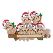 Load image into Gallery viewer, Personalized Christmas Ornament Gift Sloth Family 6