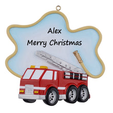 Load image into Gallery viewer, Personalized Christmas Ornament Firetruck