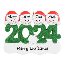 Load image into Gallery viewer, Personalized Christmas Ornament Snowman Year 2024 Family 4