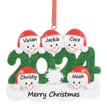 Load image into Gallery viewer, Personalized Christmas Ornament Snowman Year 2024 Family 5