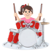 Load image into Gallery viewer, Personalized Drummer Girl Christmas Ornament Custom Gift for Music Lovers
