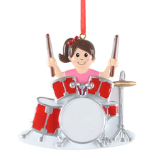 Load image into Gallery viewer, Personalized Drummer Girl Christmas Ornament Custom Gift for Music Lovers