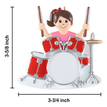 Load image into Gallery viewer, Personalized Drummer Girl Christmas Ornament Custom Gift for Music Lovers