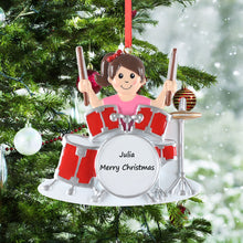 Load image into Gallery viewer, Personalized Drummer Girl Christmas Ornament Custom Gift for Music Lovers