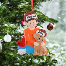 Load image into Gallery viewer, Christmas Pet Ornament Personalized Dog Dad Holiday Ornament Brown