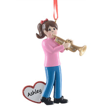 Load image into Gallery viewer, Personalized Christmas Ornament for Girl Trumpet Players