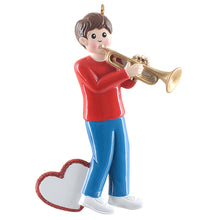 Load image into Gallery viewer, Personalized Trumpet Boy Christmas Ornament Musical Keepsake