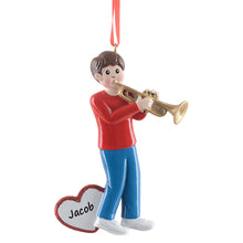 Load image into Gallery viewer, Personalized Trumpet Boy Christmas Ornament Musical Keepsake