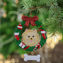 Load image into Gallery viewer, Personalized Christmas Pet Ornament Pomeranian Wreath