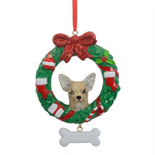 Load image into Gallery viewer, Personalized Christmas Pet Ornament Chihuahua Wreath