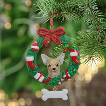 Load image into Gallery viewer, Personalized Christmas Pet Ornament Chihuahua Wreath