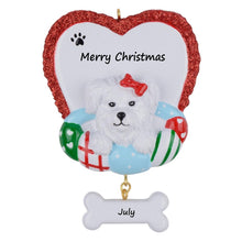 Load image into Gallery viewer, Personalized Christmas Pet Ornament Cut Dog with Heart