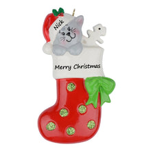 Load image into Gallery viewer, Personalized Christmas Pet Ornament Kitty Stocking