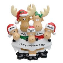 Load image into Gallery viewer, Personalized Gift for Family 5 Christmas Ornament Family Gift Moose Family 5