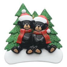 Load image into Gallery viewer, Customize Gift 2024 Christmas Ornament Plaid Scarf Black Bear Family 2