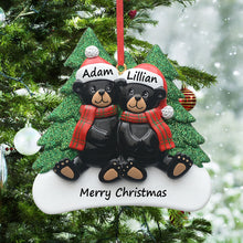 Load image into Gallery viewer, Customize Gift 2024 Christmas Ornament Plaid Scarf Black Bear Family 2