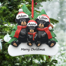 Load image into Gallery viewer, Customize Christmas Decoration Ornament Plaid Scarf Black Bear Family 3