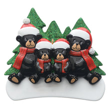 Load image into Gallery viewer, Customize Gift Christmas Family Ornament Plaid Scarf Black Bear Family 4