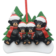 Load image into Gallery viewer, Customize Gift Christmas Family Ornament Plaid Scarf Black Bear Family 4