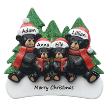 Load image into Gallery viewer, Customize Gift Christmas Family Ornament Plaid Scarf Black Bear Family 4