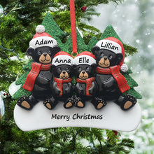 Load image into Gallery viewer, Customize Gift Christmas Family Ornament Plaid Scarf Black Bear Family 4