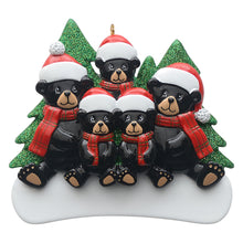 Load image into Gallery viewer, Personalized Family Gift Christmas Ornament Plaid Scarf Black Bear Family 5