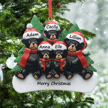 Load image into Gallery viewer, Personalized Family Gift Christmas Ornament Plaid Scarf Black Bear Family 5