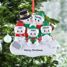 Load image into Gallery viewer, Personalized Christmas Ornament Shovel Snowman Family 5