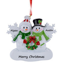 Load image into Gallery viewer, Personalized Christmas Ornament Snowman Family with Snowflake Family 2