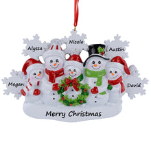 Load image into Gallery viewer, Christmas Ornament Personalized gift Snowflake Snowman Family 5