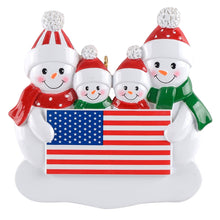 Load image into Gallery viewer, Personalized Gift for Christmas Christmas Decor Ornament Patriotic Snowman Family 4