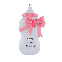 Load image into Gallery viewer, Customize Gift for Baby's 1st Christmas Personalized Ornament Bottle Pink