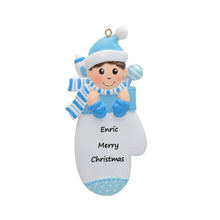 Load image into Gallery viewer, Personalized Baby's First Christmas Ornament Gift Baby Boy Mitten