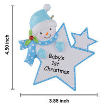 Load image into Gallery viewer, Maxora Personalized Baby Ornament Baby‘s 1st Christmas Star Boy