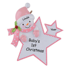 Load image into Gallery viewer, Maxora Personalized Ornament Baby‘s Girl First Christmas Gift Girl Star
