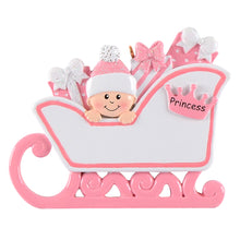 Load image into Gallery viewer, Personalized Baby's First Christmas Ornament Baby Pram Blue/Pink