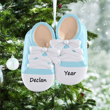 Load image into Gallery viewer, Personalized Baby's 1st Christmas Gift Ornament Baby Shoes Girl/Boy