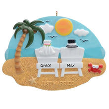 Load image into Gallery viewer, Personalized Christmas Wedding Ornament Just Married Couple