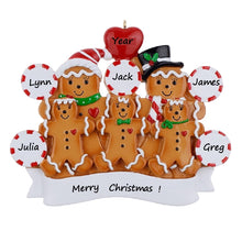 Load image into Gallery viewer, Customize Hanging Christmas Ornament Gingerbread Family 5