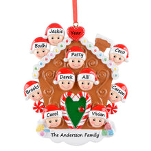 Load image into Gallery viewer, Christmas Gift for Large Family Holiday Ornament Gingerbread House Family 10