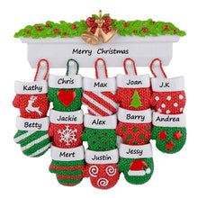 Load image into Gallery viewer, Personalized Christmas Ornament Mantel Gloves Family 13