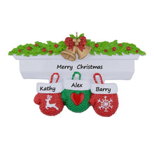 Load image into Gallery viewer, Personalized Christmas Ornament Mantel Gloves Family 3