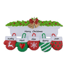 Load image into Gallery viewer, Personalized Christmas Ornament Mantel Gloves Family 5