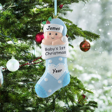 Load image into Gallery viewer, 2024 Personalized Baby's 1st Christmas Blue Christmas Ornament Holiday Memory