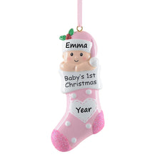 Load image into Gallery viewer, 2024 Personalized Baby's 1st Christmas Pink Christmas Ornament Holiday Memory