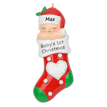 Load image into Gallery viewer, Personalized Baby's First Christmas Ornament Stocking Baby