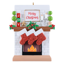Load image into Gallery viewer, Personalized Christmas Ornament Fireplace Stockings Family 3